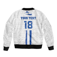 Custom El Salvador Football Sleeve Zip Bomber Jacket La Selecta Sporty Style - Wonder Print Shop