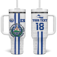 Custom El Salvador Football Tumbler With Handle La Selecta Sporty Style - Wonder Print Shop