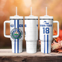 Custom El Salvador Football Tumbler With Handle La Selecta Sporty Style - Wonder Print Shop
