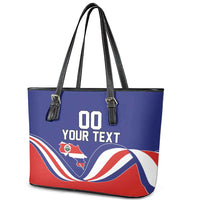 Custom Costa Rica Independence Day Leather Tote Bag Turdus Grayi Bird With Coat Of Arms - Wonder Print Shop