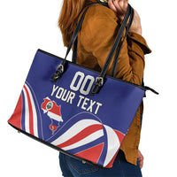 Custom Costa Rica Independence Day Leather Tote Bag Turdus Grayi Bird With Coat Of Arms - Wonder Print Shop