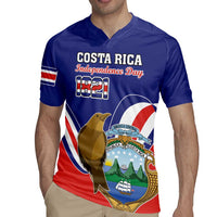 Custom Costa Rica Independence Day Rugby Jersey Turdus Grayi Bird With Coat Of Arms - Wonder Print Shop
