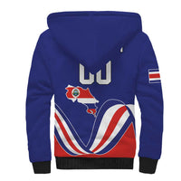 Custom Costa Rica Independence Day Sherpa Hoodie Turdus Grayi Bird With Coat Of Arms - Wonder Print Shop