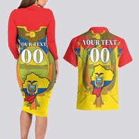 Custom Ecuador Independence Day 1809 Couples Matching Long Sleeve Bodycon Dress and Hawaiian Shirt Monumento a la Independencia - Wonder Print Shop