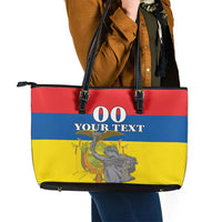 Custom Ecuador Independence Day 1809 Leather Tote Bag Monumento a la Independencia - Wonder Print Shop