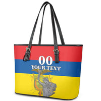 Custom Ecuador Independence Day 1809 Leather Tote Bag Monumento a la Independencia - Wonder Print Shop
