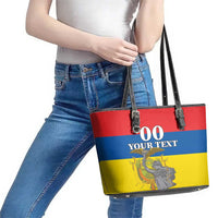 Custom Ecuador Independence Day 1809 Leather Tote Bag Monumento a la Independencia - Wonder Print Shop