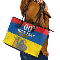 Custom Ecuador Independence Day 1809 Leather Tote Bag Monumento a la Independencia - Wonder Print Shop
