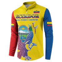 Custom Ecuador Independence Day Button Sweatshirt Andean Condor With Coat Of Arms - Wonder Print Shop