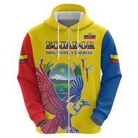 Custom Ecuador Independence Day Hoodie Andean Condor With Coat Of Arms - Wonder Print Shop
