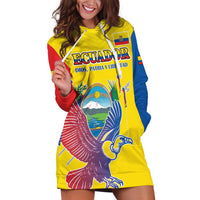 Custom Ecuador Independence Day Hoodie Dress Andean Condor With Coat Of Arms - Wonder Print Shop