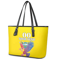 Custom Ecuador Independence Day Leather Tote Bag Andean Condor With Coat Of Arms - Wonder Print Shop