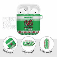 Personalized Wales Christmas Dragon AirPods Case Nadolig Llawen Green Version - Wonder Print Shop