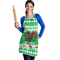 Personalized Wales Christmas Dragon Apron Nadolig Llawen Green Version - Wonder Print Shop