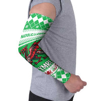 Personalized Wales Christmas Dragon Arm Sleeves Nadolig Llawen Green Version - Wonder Print Shop