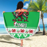 Personalized Wales Christmas Dragon Beach Blanket Nadolig Llawen Green Version - Wonder Print Shop