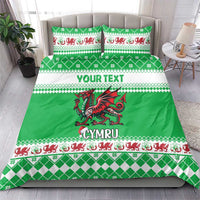 Personalized Wales Christmas Dragon Bedding Set Nadolig Llawen Green Version - Wonder Print Shop