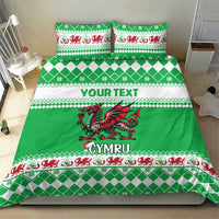 Personalized Wales Christmas Dragon Bedding Set Nadolig Llawen Green Version - Wonder Print Shop