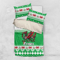 Personalized Wales Christmas Dragon Bedding Set Nadolig Llawen Green Version - Wonder Print Shop