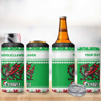 Personalized Wales Christmas Dragon 4 in 1 Can Cooler Tumbler Nadolig Llawen Green Version - Wonder Print Shop