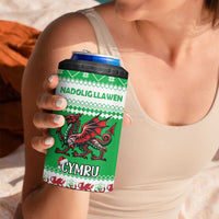 Personalized Wales Christmas Dragon 4 in 1 Can Cooler Tumbler Nadolig Llawen Green Version - Wonder Print Shop