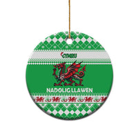 Personalized Wales Christmas Dragon Ceramic Ornament Nadolig Llawen Green Version - Wonder Print Shop