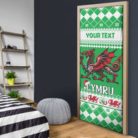 Personalized Wales Christmas Dragon Door Cover Nadolig Llawen Green Version - Wonder Print Shop