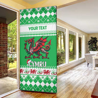 Personalized Wales Christmas Dragon Door Cover Nadolig Llawen Green Version - Wonder Print Shop