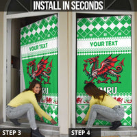 Personalized Wales Christmas Dragon Door Cover Nadolig Llawen Green Version - Wonder Print Shop