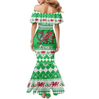 Personalized Wales Christmas Dragon Family Matching Mermaid Dress and Hawaiian Shirt Nadolig Llawen Green Version - Wonder Print Shop