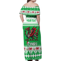 Personalized Wales Christmas Dragon Family Matching Off Shoulder Maxi Dress and Hawaiian Shirt Nadolig Llawen Green Version - Wonder Print Shop