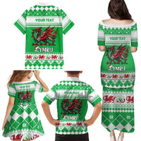 Personalized Wales Christmas Dragon Family Matching Puletasi and Hawaiian Shirt Nadolig Llawen Green Version - Wonder Print Shop