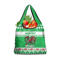 Personalized Wales Christmas Dragon Grocery Bag Nadolig Llawen Green Version - Wonder Print Shop