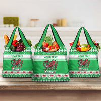 Personalized Wales Christmas Dragon Grocery Bag Nadolig Llawen Green Version - Wonder Print Shop