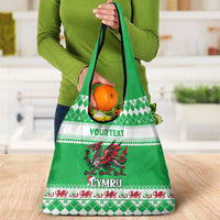 Personalized Wales Christmas Dragon Grocery Bag Nadolig Llawen Green Version - Wonder Print Shop