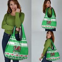 Personalized Wales Christmas Dragon Grocery Bag Nadolig Llawen Green Version - Wonder Print Shop