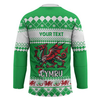 Personalized Wales Christmas Dragon Hockey Jersey Nadolig Llawen Green Version - Wonder Print Shop