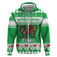 Personalized Wales Christmas Dragon Hoodie Nadolig Llawen Green Version - Wonder Print Shop