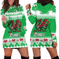 Personalized Wales Christmas Dragon Hoodie Dress Nadolig Llawen Green Version - Wonder Print Shop