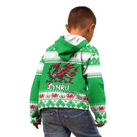 Personalized Wales Christmas Dragon Kid Hoodie Nadolig Llawen Green Version - Wonder Print Shop