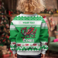 Personalized Wales Christmas Dragon Kid Ugly Christmas Sweater Nadolig Llawen Green Version - Wonder Print Shop