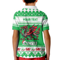 Personalized Wales Christmas Dragon Kid Polo Shirt Nadolig Llawen Green Version - Wonder Print Shop