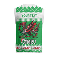 Personalized Wales Christmas Dragon Christmas Knitted V-Neck Vest Nadolig Llawen Green Version - Wonder Print Shop