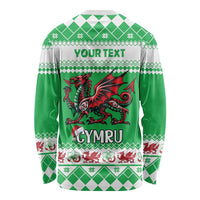 Personalized Wales Christmas Dragon Long Sleeve Shirt Nadolig Llawen Green Version - Wonder Print Shop