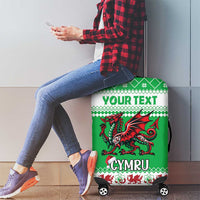 Personalized Wales Christmas Dragon Luggage Cover Nadolig Llawen Green Version - Wonder Print Shop