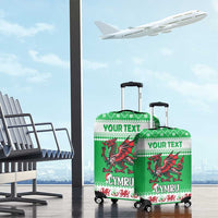 Personalized Wales Christmas Dragon Luggage Cover Nadolig Llawen Green Version - Wonder Print Shop