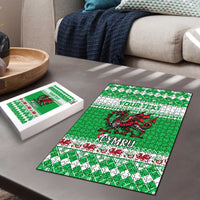 Personalized Wales Christmas Dragon Puzzle Nadolig Llawen Green Version - Wonder Print Shop