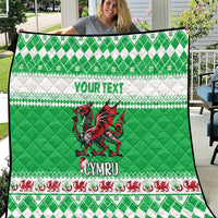 Personalized Wales Christmas Dragon Quilt Nadolig Llawen Green Version - Wonder Print Shop
