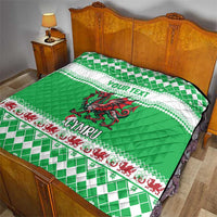 Personalized Wales Christmas Dragon Quilt Nadolig Llawen Green Version - Wonder Print Shop