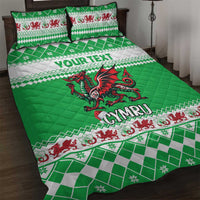 Personalized Wales Christmas Dragon Quilt Bed Set Nadolig Llawen Green Version - Wonder Print Shop